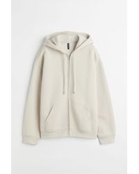 H&M Oversized Zip-through Hoodie - Natural