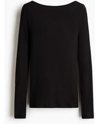 H&M - Katoenen Top Van Supima-katoen Met Boothals - Lyst