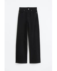 H&M Wide Twill Trousers - Black