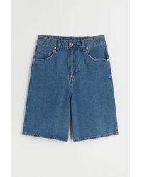 H&M Wide Bermuda High Waist Shorts - Blue