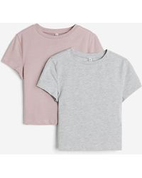 H&M - 2er-Pack Cropped T-Shirts - Lyst