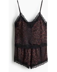 H&M - Satijnen Pyjama Met Kant - Lyst