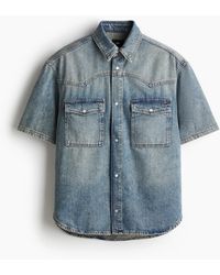 H&M - Denim Overhemd Met Korte Mouwen - Lyst