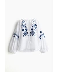 H&M - Bestickte Bluse - Lyst
