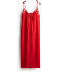 H&M - Kleid mit Bindeträgern und Broderie Anglaise - Lyst