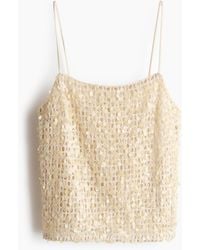 H&M - Top Van Mesh Met Pailletten - Lyst
