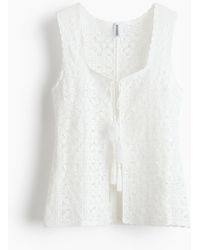 H&M - Pointellestrick-Top zum Binden - Lyst
