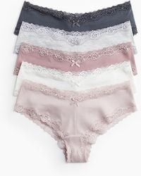 H&M - Lot De 5 Culottes Hipster En Coton Avec Dentelle - Lyst