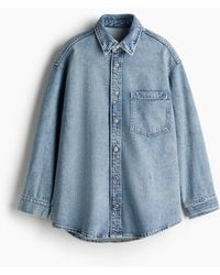 H&M - Feather Soft Denim Overhemdblouse - Lyst