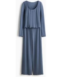 H&M - Pyjama aus angerautem Jersey - Lyst