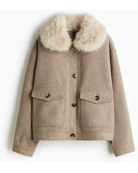H&M - Twilljacke mit flauschigem Kragen - Lyst