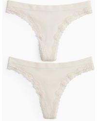 H&M - 2er-Pack Nahtlose Tangas mit Spitzenbesatz - Lyst