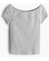 H&M - Geripptes Off-Shoulder-Shirt - Lyst