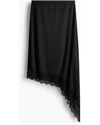 H&M - Asymmetrischer Jupe mit Spitzenbesatz - Lyst