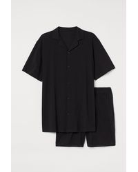 H&M Pyjama Shirt And Shorts - Black