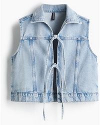 H&M - Denim Gilet Met Strikbandjes - Lyst