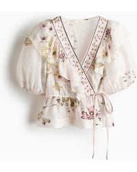 H&M - Peplumtop Van Linnenmix - Lyst