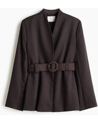 H&M - Kragenloser Blazer mit Gürtel - Lyst