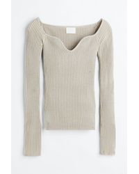 H&M Glittery Rib-knit Top - White