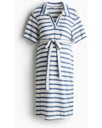 H&M - MAMA Kleid mit Kragen und Bindegürtel - Lyst