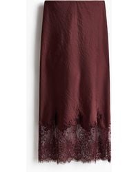 H&M - Satinrock mit Spitze - Lyst