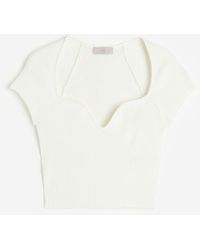 H&M Shirt in Rippstrick - Weiß