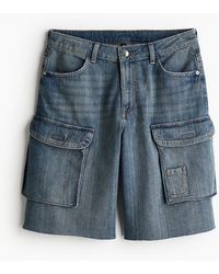H&M - Low Denim Cargo Shorts - Lyst