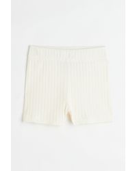 H&M Ribbed Jersey Shorts - White