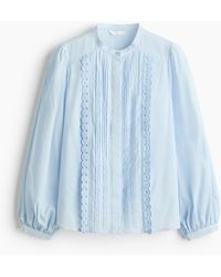 H&M - Katoenen Blouse Met Platte Plooitjes - Lyst