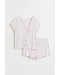 Pointelle-Pyjama in Natur H&M H & M Damen Bekleidung Nachtwäsche Schlafanzüge 