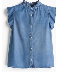 H&M - Denimbluse mit Volants - Lyst