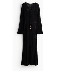 H&M - Kleid in Ajourstrick mit perlenbesetzten Bändern - Lyst