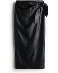 H&M - Jupe mit Coating und Bindedetail - Lyst