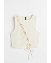 H&M Lacing-detail Cut-out Top - White