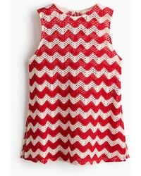 H&M - Top Van Jacquardtricot Met Gehaakte Look - Lyst
