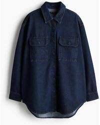 H&M - Raw Denim Oversized Shirt - Lyst