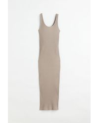 H&M Ribbed Bodycon Dress - Brown