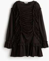 H&M - Drapiertes Kleid mit Volantbesatz - Lyst