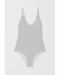 H&M V-neck Swimsuit - White