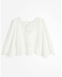 H&M - Bestickte Bluse aus Leinenmix - Lyst