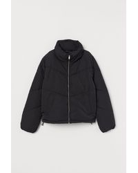 H&M Kastige Puffer Jacket - Schwarz