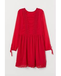 H&M Jurk Van Chiffon - Rood