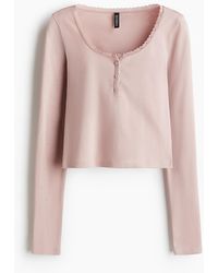 H&M - Top Met Diepe Hals - Lyst