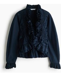 H&M - Katoenen Blouse Met Volants - Lyst