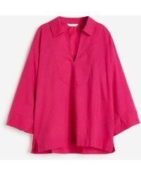 H&M - Popover-blouse Van Linnenmix - Lyst