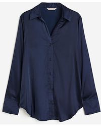 H&M Blouse à encolure en V - Bleu