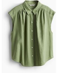 H&M - Ärmellose Bluse aus Leinenmix - Lyst