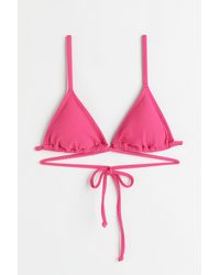 H&M Wattiertes Triangel-Bikinitop - Pink