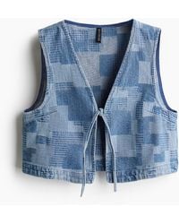 H&M - Denim Gilet Met Patchworklook - Lyst