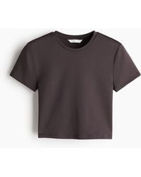 H&M - Kurzes Mikrofaser-T-Shirt - Lyst